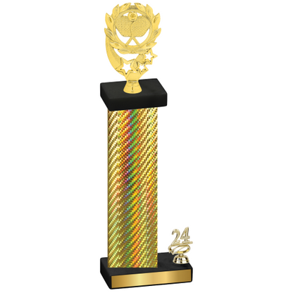 Accented Single Gold Carbon Fiber Year Pickleball Trophy