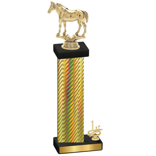 Accented Single Gold Carbon Fiber First Place Horses Trophy