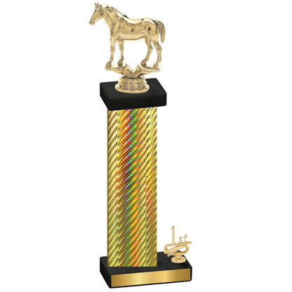 Accented Single Gold Carbon Fiber First Place Horses Trophy