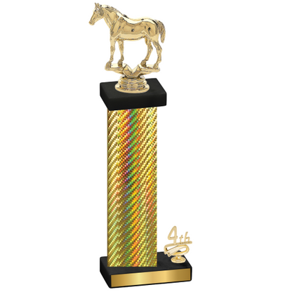 Accented Single Gold Carbon Fiber Fourth Place Horses Trophy