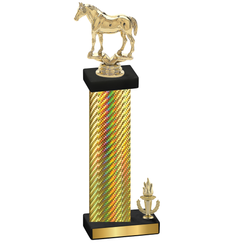 Accented Single Gold Carbon Fiber Victory Horses Trophy