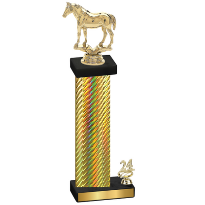 Accented Single Gold Carbon Fiber Year Horses Trophy