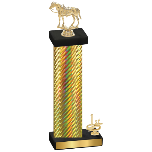 Accented Single Gold Carbon Fiber First Place Horses Trophy