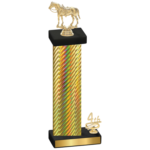 Accented Single Gold Carbon Fiber Fourth Place Horses Trophy