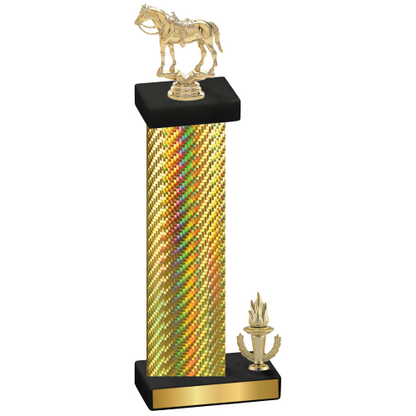 Accented Single Gold Carbon Fiber Victory Horses Trophy