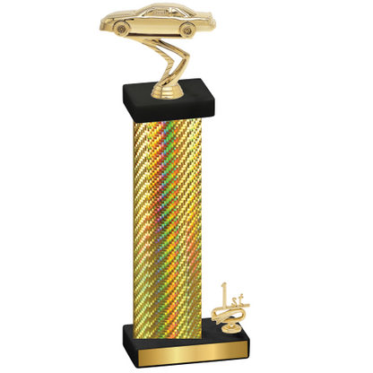 Accented Single Gold Carbon Fiber First Place Cars Trophy