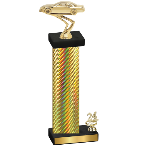 Accented Single Gold Carbon Fiber Year Cars Trophy