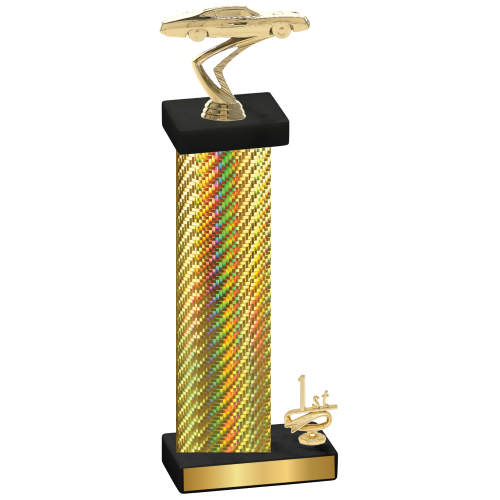 Accented Single Gold Carbon Fiber First Place Cars Trophy