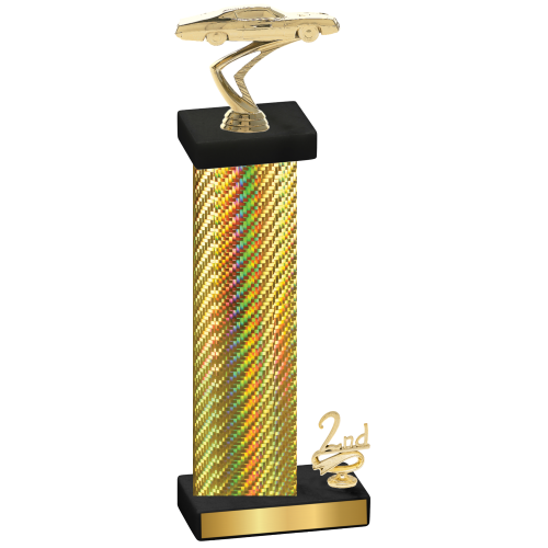 Accented Single Gold Carbon Fiber Second Place Cars Trophy