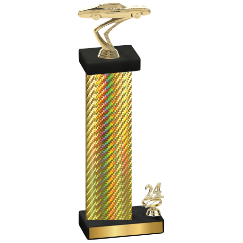 Accented Single Gold Carbon Fiber Year Cars Trophy