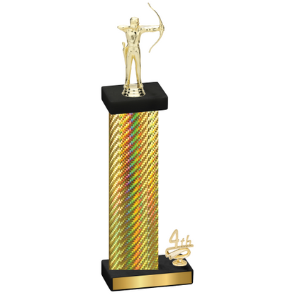 Accented Single Gold Carbon Fiber Fourth Place Archery Trophy