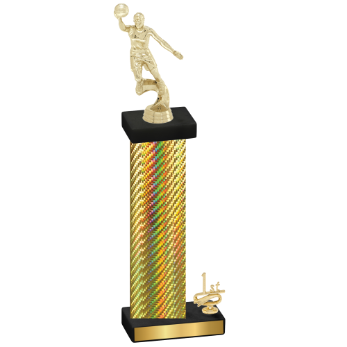 Accented Single Gold Carbon Fiber First Place Basketball Trophy