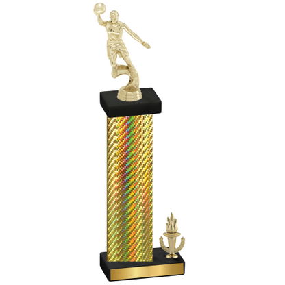 Accented Single Gold Carbon Fiber Victory Basketball Trophy