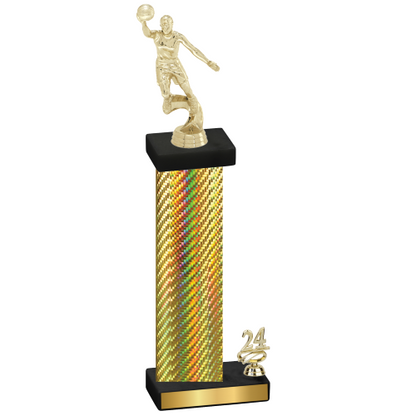 Accented Single Gold Carbon Fiber Year Basketball Trophy