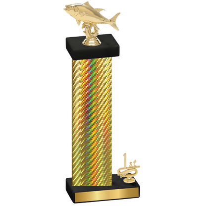 Accented Single Gold Carbon Fiber First Place Fishing Trophy