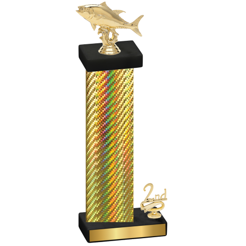 Accented Single Gold Carbon Fiber Second Place Fishing Trophy