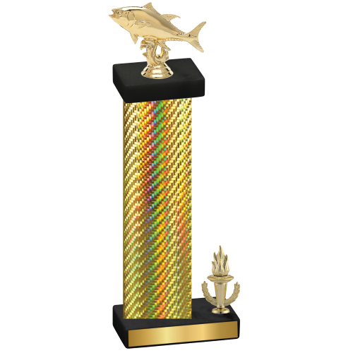 Accented Single Gold Carbon Fiber Victory Fishing Trophy