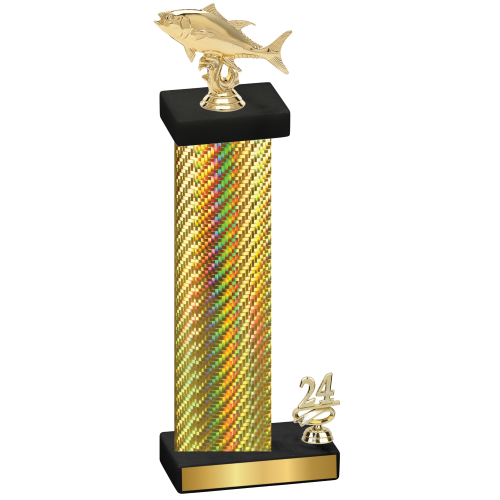 Accented Single Gold Carbon Fiber Year Fishing Trophy