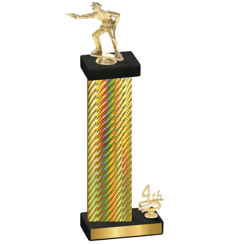 Accented Single Gold Carbon Fiber Fourth Place Shooter Trophy