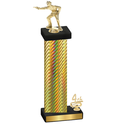 Accented Single Gold Carbon Fiber Fourth Place Shooter Trophy