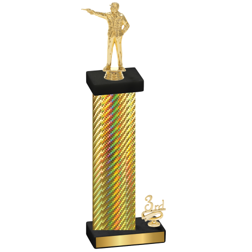 Accented Single Gold Carbon Fiber Third Place Shooter Trophy