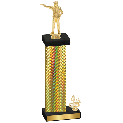 Accented Single Gold Carbon Fiber Fourth Place Shooter Trophy