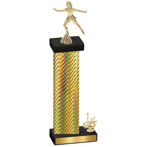 Accented Single Gold Carbon Fiber First Place Skater Trophy