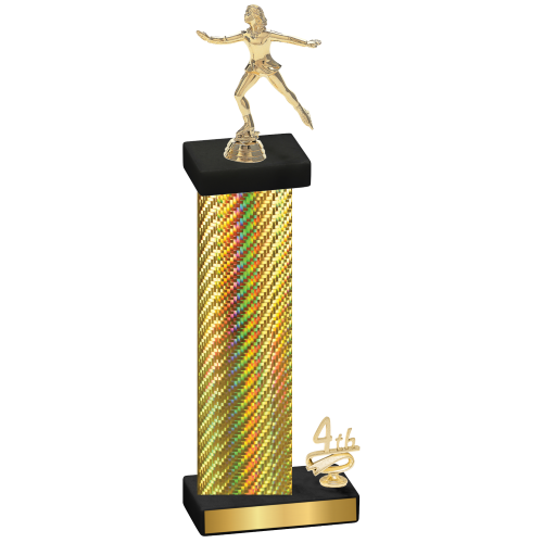 Accented Single Gold Carbon Fiber Fourth Place Skater Trophy