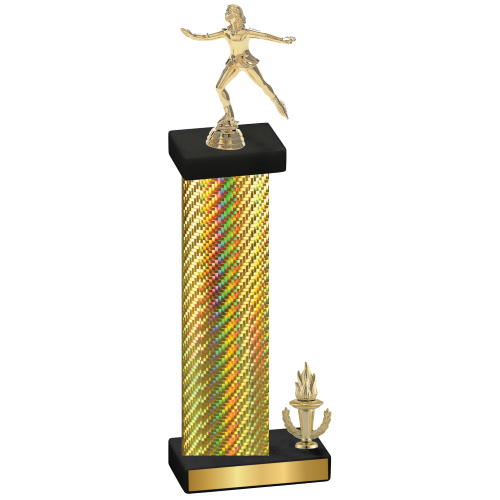 Accented Single Gold Carbon Fiber Victory Skater Trophy