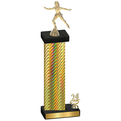 Accented Single Gold Carbon Fiber Year Skater Trophy