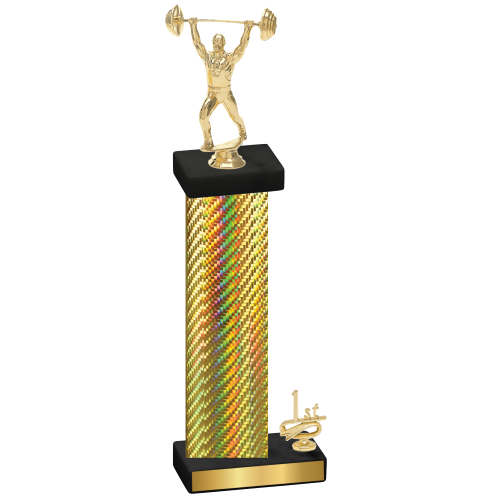 Accented Single Gold Carbon Fiber First Place Weights Trophy