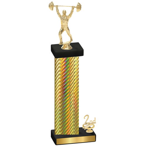 Accented Single Gold Carbon Fiber Second Place Weights Trophy