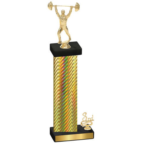 Accented Single Gold Carbon Fiber Third Place Weights Trophy