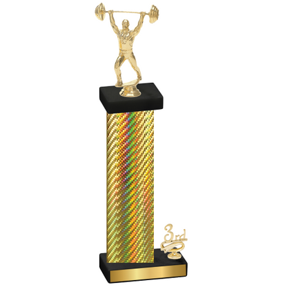 Accented Single Gold Carbon Fiber Third Place Weights Trophy