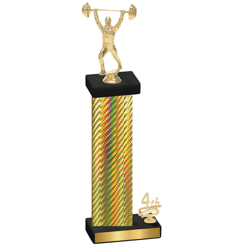 Accented Single Gold Carbon Fiber Fourth Place Weights Trophy