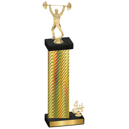 Accented Single Gold Carbon Fiber Fourth Place Weights Trophy