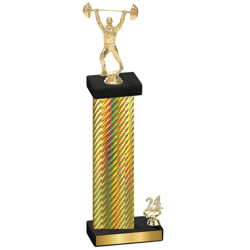 Accented Single Gold Carbon Fiber Year Weights Trophy