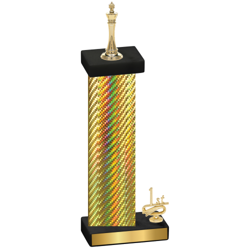 Accented Single Gold Carbon Fiber First Place Chess Trophy