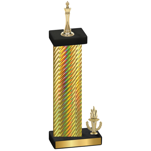 Accented Single Gold Carbon Fiber Victory Chess Trophy