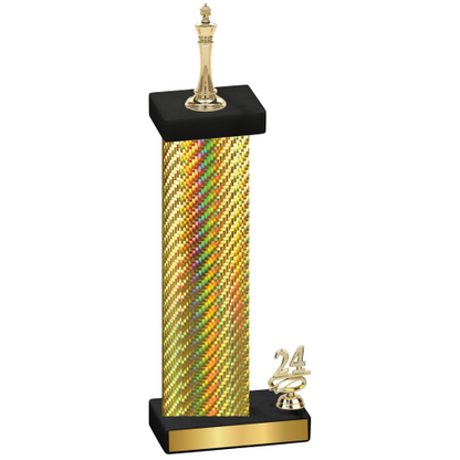 Accented Single Gold Carbon Fiber Year Chess Trophy