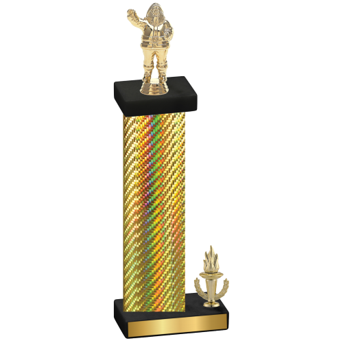 Accented Single Gold Carbon Fiber Victory Holiday Trophy