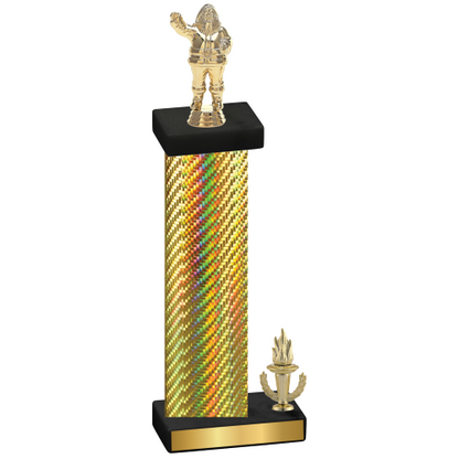 Accented Single Gold Carbon Fiber Victory Holiday Trophy