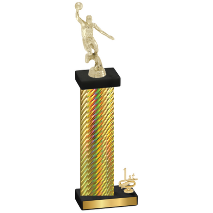 Accented Single Gold Carbon Fiber First Place Basketball Trophy