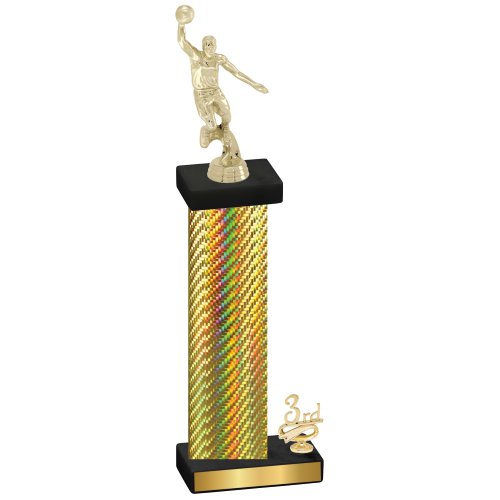 Accented Single Gold Carbon Fiber Third Place Basketball Trophy