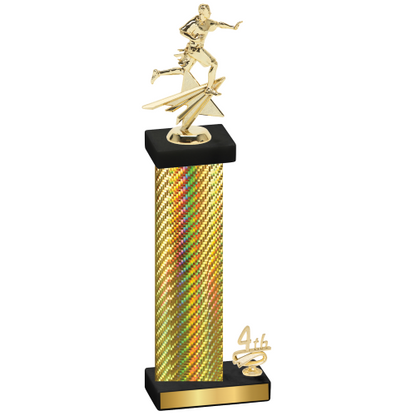 Accented Single Gold Carbon Fiber Fourth Place Flag Football Trophy