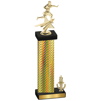 Accented Single Gold Carbon Fiber Victory Flag Football Trophy