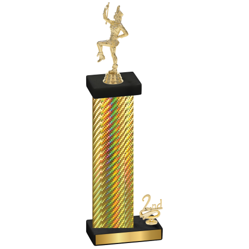 Accented Single Gold Carbon Fiber Second Place Majorette Trophy