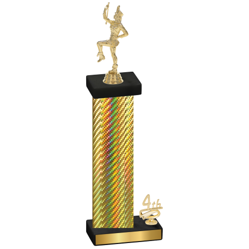 Accented Single Gold Carbon Fiber Fourth Place Majorette Trophy