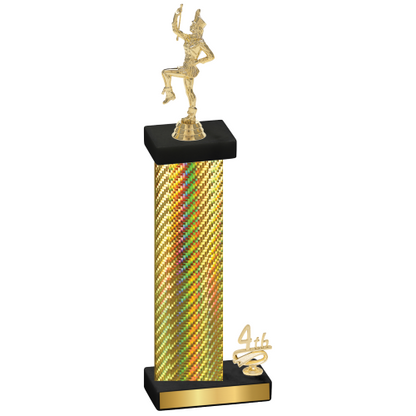 Accented Single Gold Carbon Fiber Fourth Place Majorette Trophy