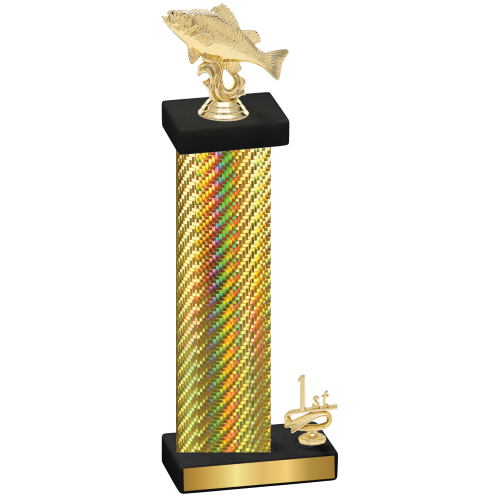 Accented Single Gold Carbon Fiber First Place Fishing Trophy